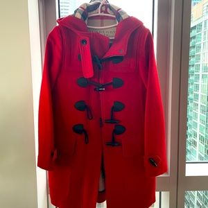 Burberry Brit Duffle Coat in Red